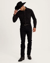Full view of Men's Everyday Standard Jeans - Black on model