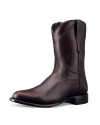 Quarterfront view of The Earl - Black Cherry Cowhide on plain background