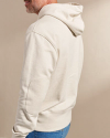 Back view of Men's Old School Hoodie Sweatshirt - Oatmeal Heather on model