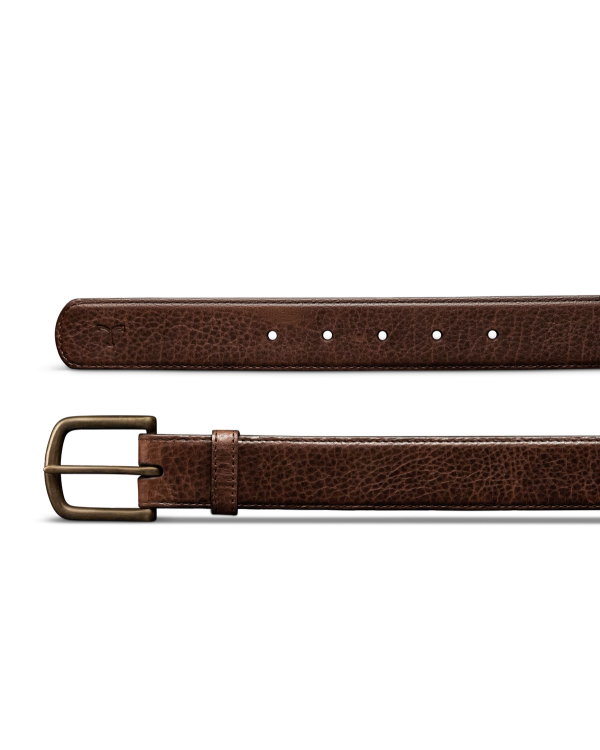 Closeup view of Men's Bison Belt II - Tobacco