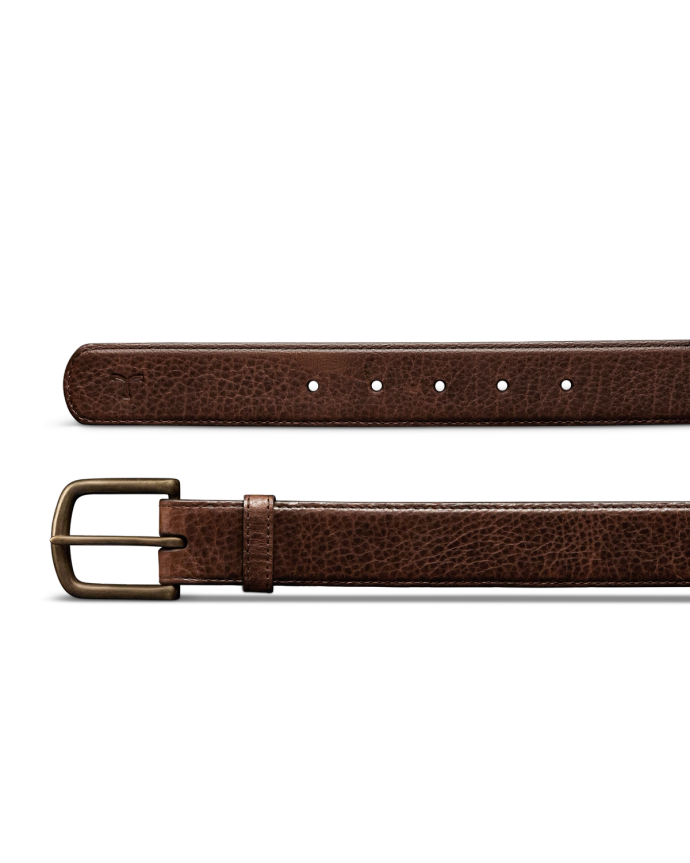 Closeup view of Men's Bison Belt II - Tobacco