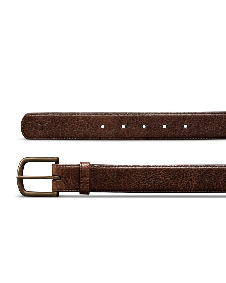 Closeup view of Men's Bison Belt II - Tobacco