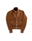 Closeup detail view of Women's Shawl Collar Cardigan Sweater - Tan