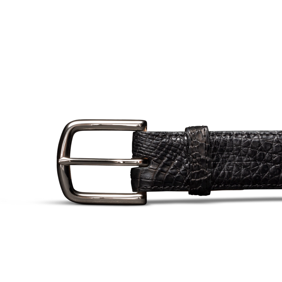 Front view of Men's Caiman Belt - Midnight on plain background