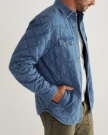 Front view of Men's Quilted Denim Shacket - Medium on model