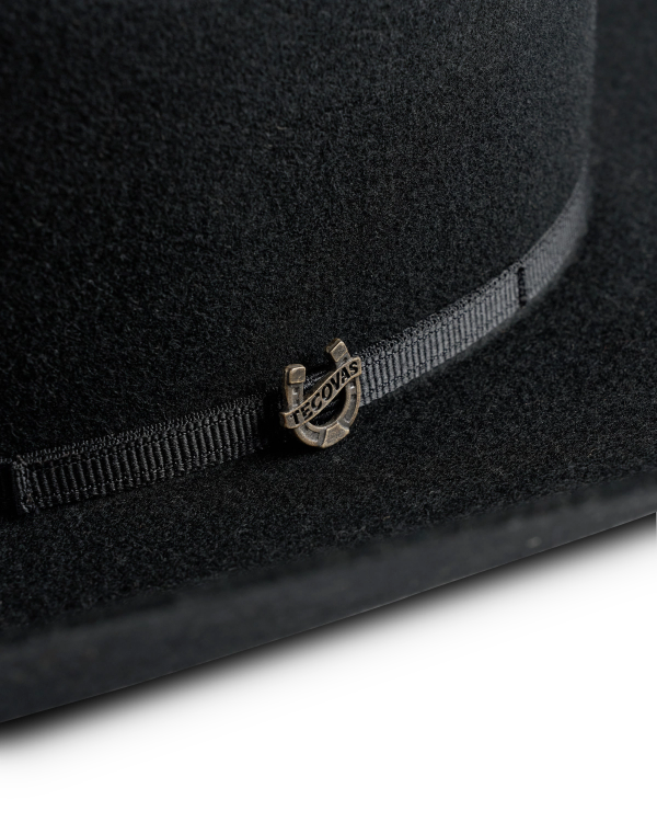 Closeup view of Cattleman Wool Cowboy Hat - Black