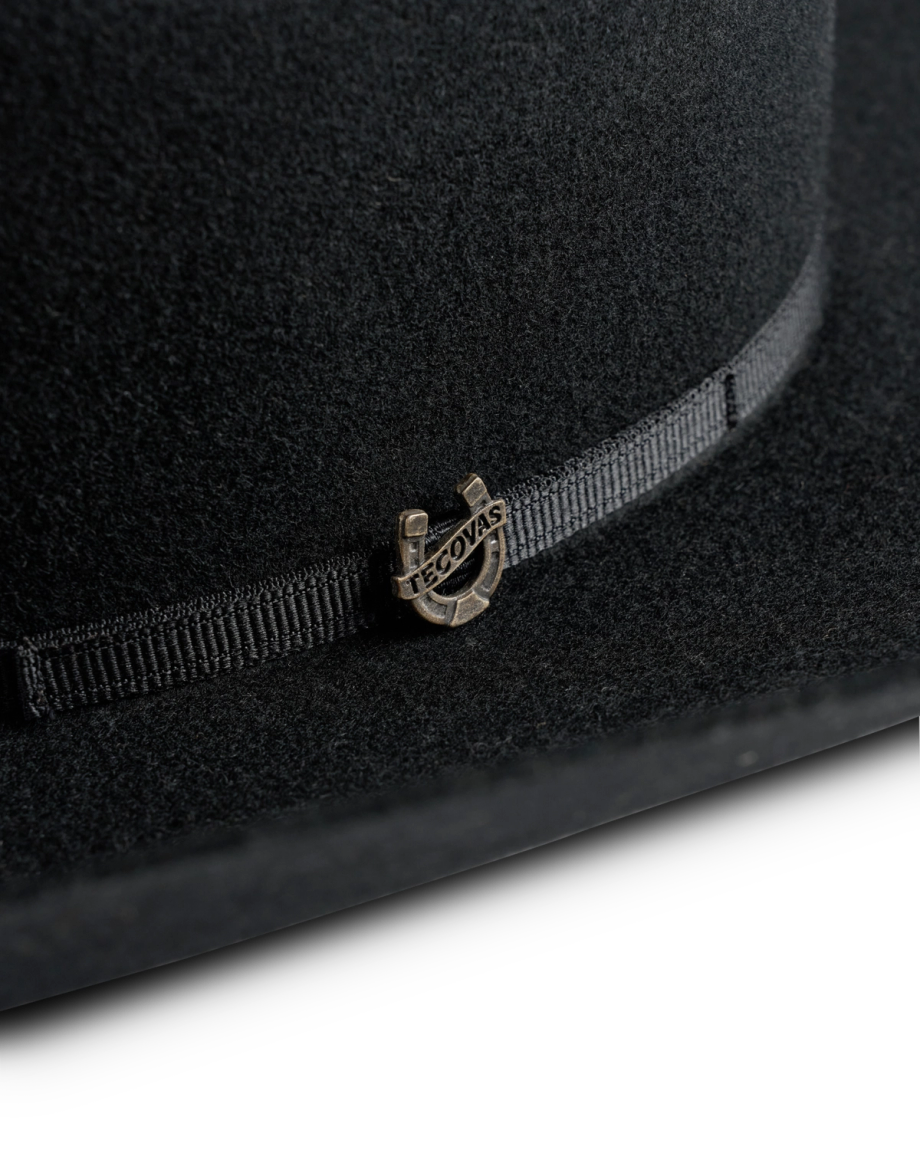 Closeup view of Cattleman Wool Cowboy Hat - Black