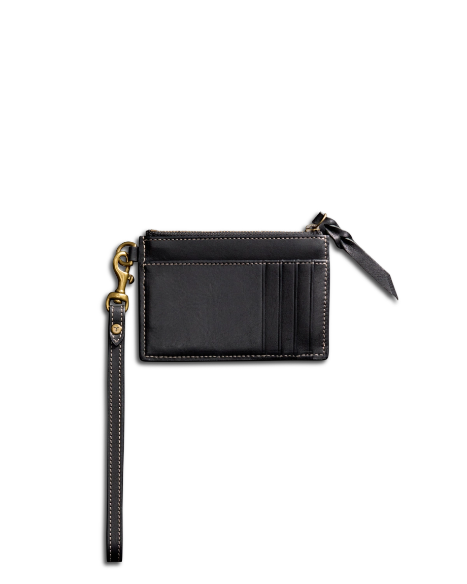 Back view of Women's Sierra Zip Wristlet - Black on plain background