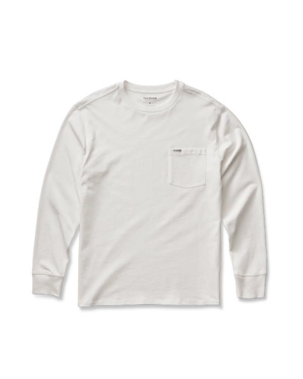 Closeup detail view of Long Sleeve Standard Issue Pocket Tee - Bone