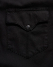 Closeup detail view of Men's Denim Long Sleeve Pearl Snap - Black