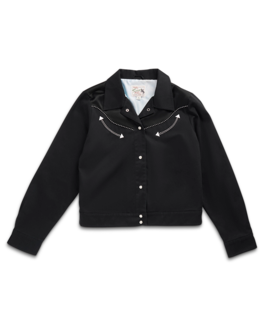 Front view of Women's Dolly Jacket - Black on plain background