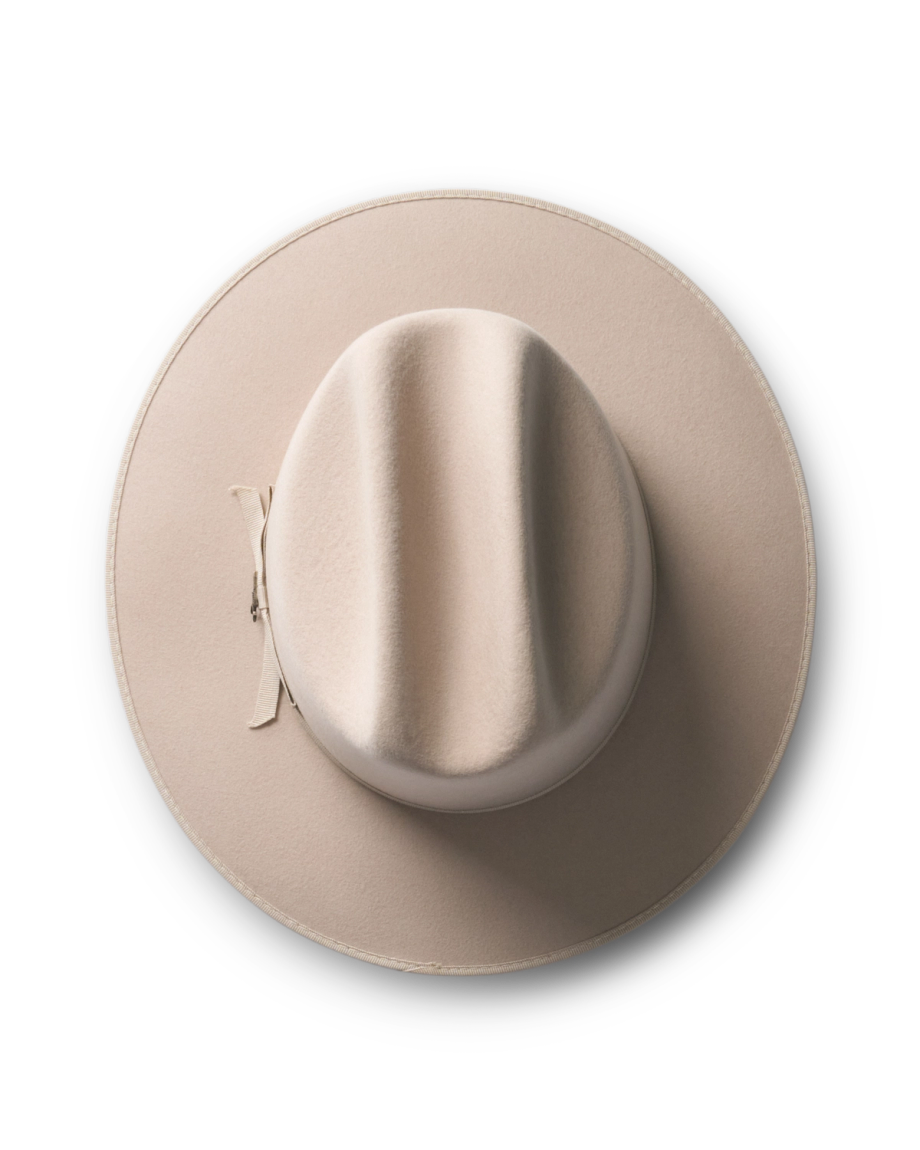 Top view of The Cruiser Wool Blend Cowboy Hat - Bone on plain background