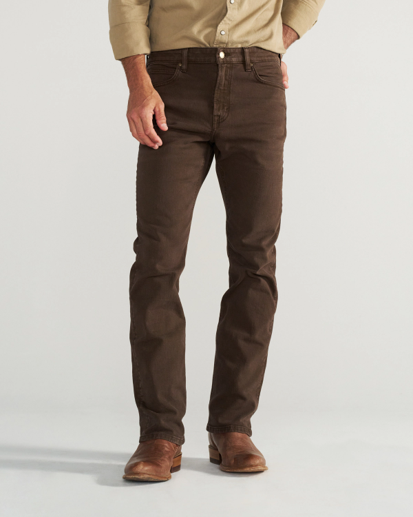 Front view of Men's Slim Straight Stretch Twill - Cafe on model