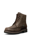Quarterfront view of The Rugged Moc - Umber Cowhide on plain background