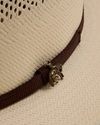Closeup detail view of Cattleman Straw Cowboy Hat - Natural