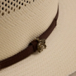 Closeup detail view of Cattleman Straw Cowboy Hat - Natural