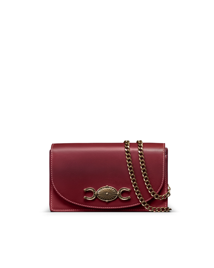 Front view of Concho Chain Crossbody - Cabernet on plain background