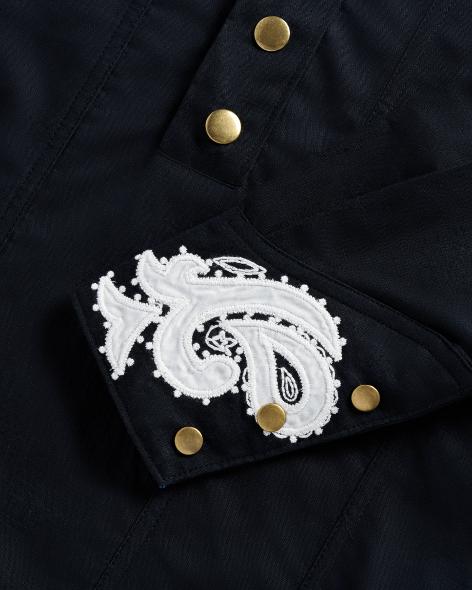 Closeup view of Women's L/S Applique Mini Dress - Black