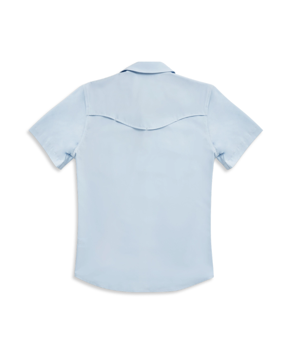 Closeup detail view of Men's Performance Western Pearl Snap SS - Sky