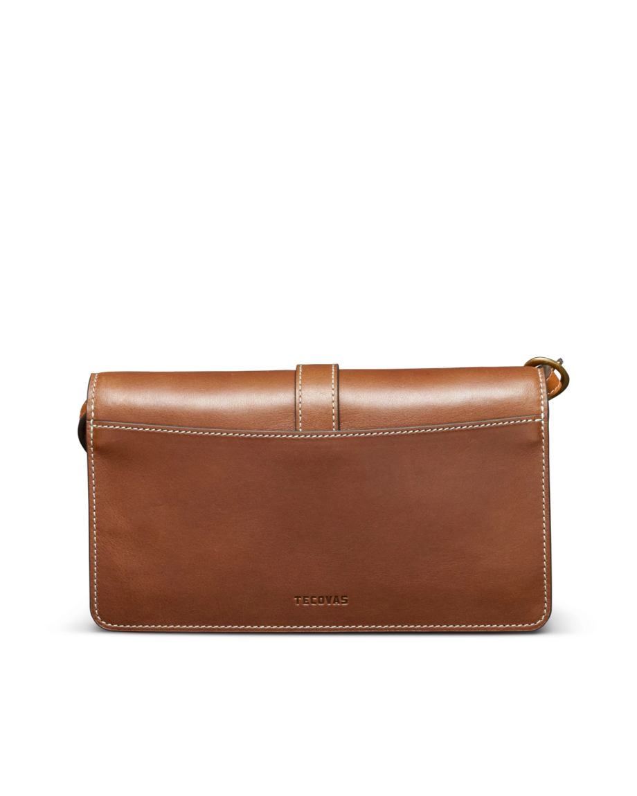 Back view of Women's Sierra Convertible Crossbody - Saddle Tan on plain background