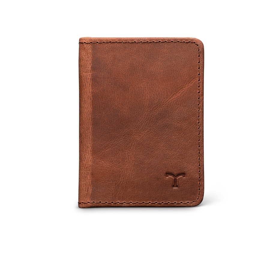 Front view of Goat Bifold Card Case - Scotch on plain background
