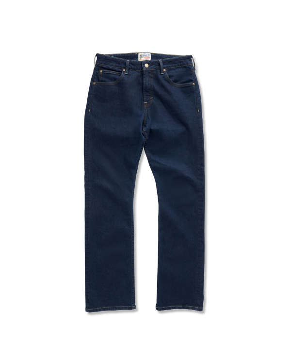 Front view of Men's Slim Straight Stretch Denim - Dark Indigo on plain background