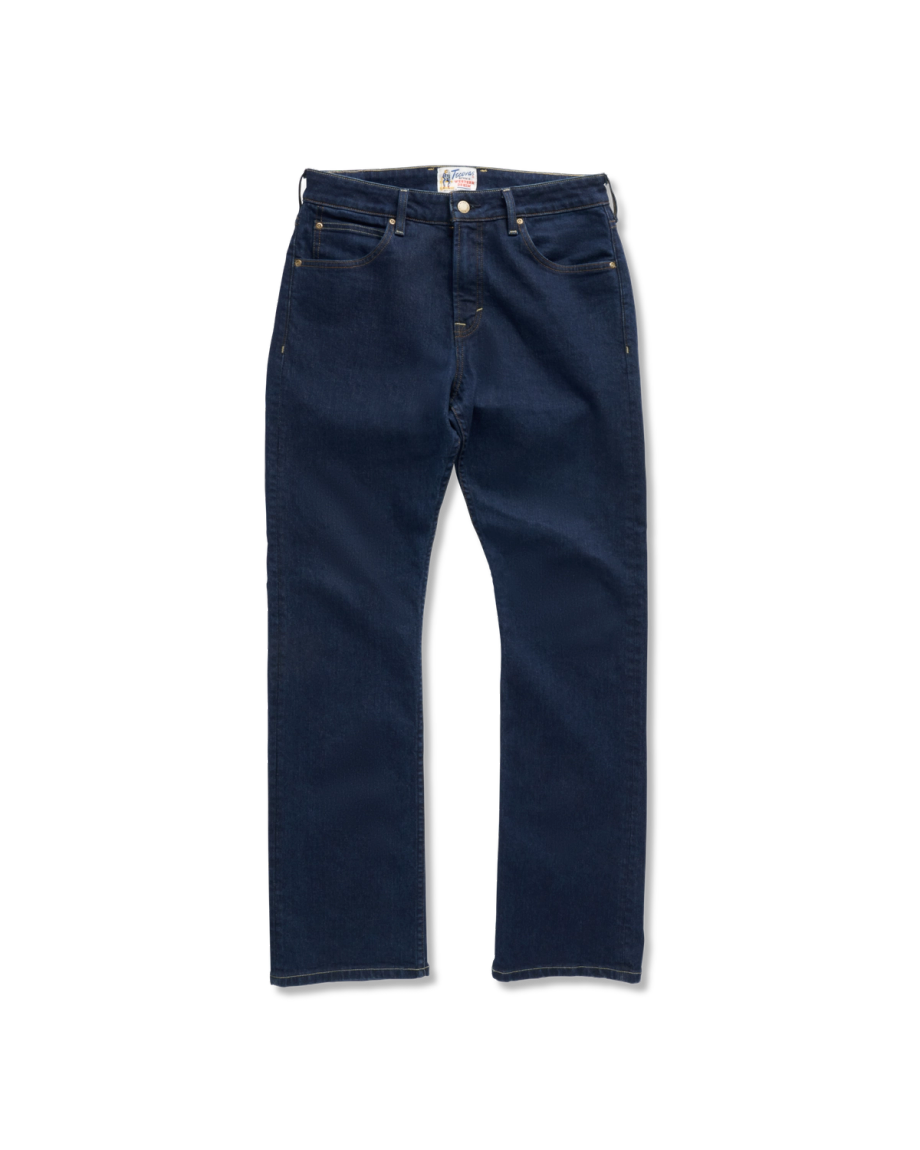 Front view of Men's Slim Straight Stretch Denim - Dark Indigo on plain background