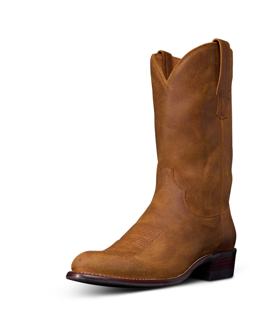 Quarterfront view of The Johnny - Husk Suede on plain background