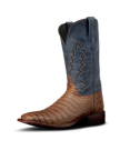 Quarterfront view of The William - Toffee/Navy Caiman on plain background