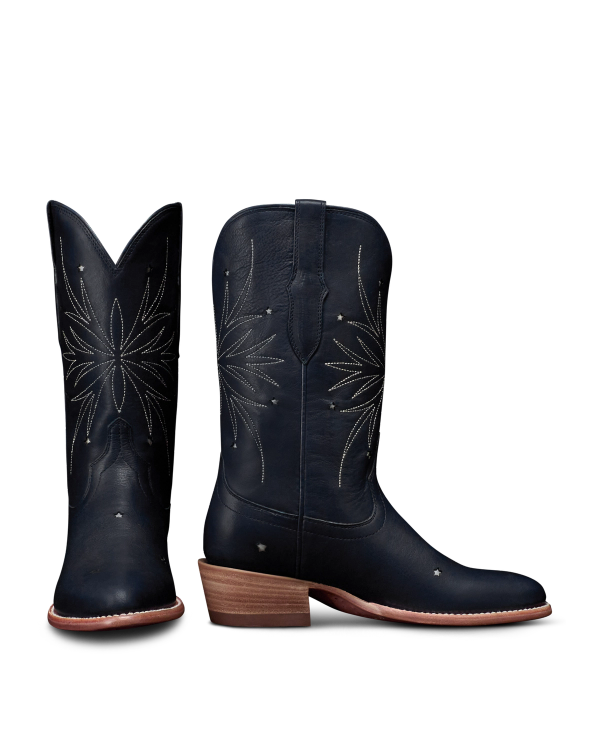 Pair view of The Jamie Firework - Atlantic Blue Cowhide on plain background