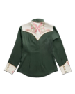 Back view of Women's Tecovas X H Bar C Birthday X Shirt - Green on plain background