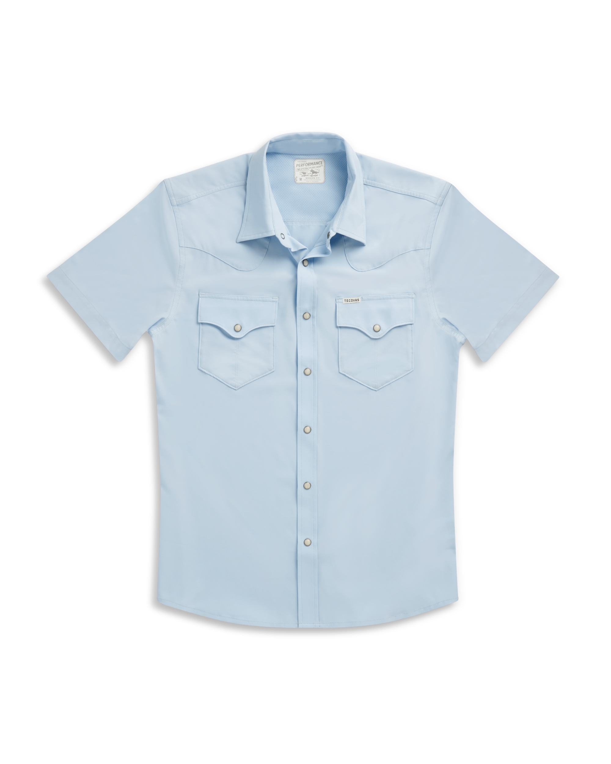 Closeup detail view of Men's Performance Western Pearl Snap SS - Sky