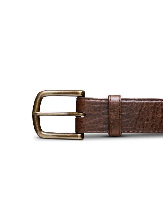 Front view of Men's Bison Belt II - Hickory on plain background