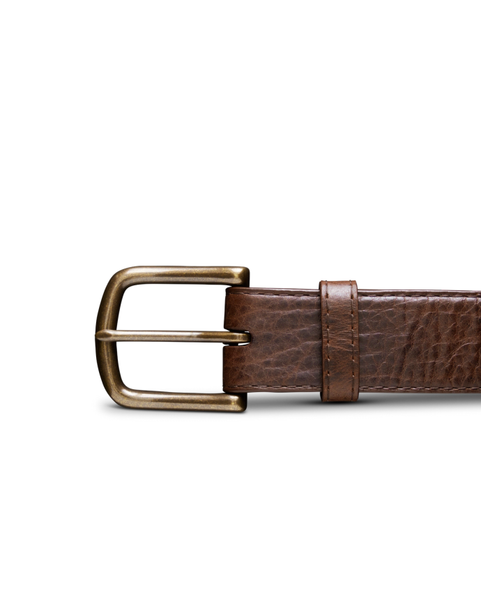 Front view of Men's Bison Belt II - Hickory on plain background