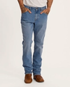 Front view of Men's Rugged Relaxed Jeans - Light on plain background