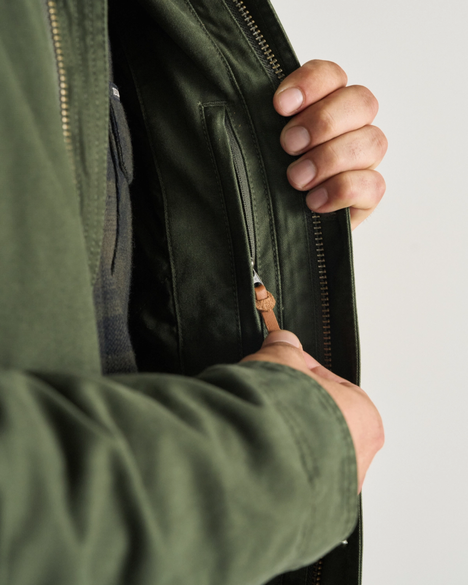 Closeup view of Men's Barn Coat - Pine