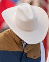 White cowboy hat looking down