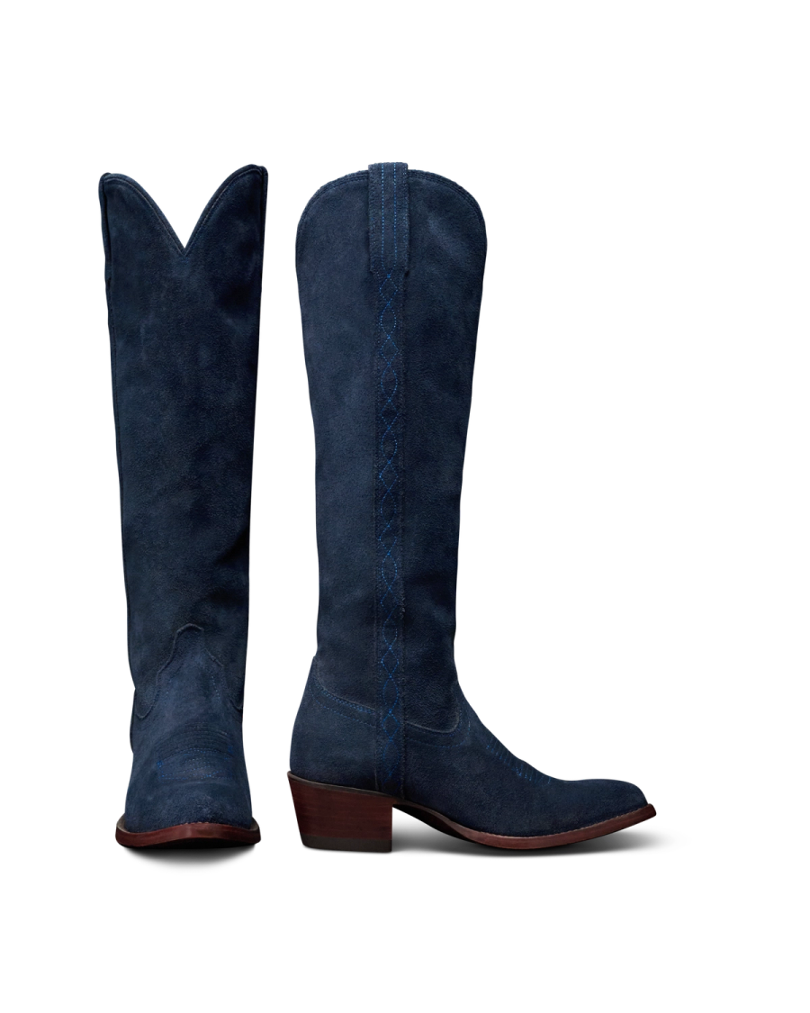 The Abby Tall Cowgirl Boot - Black suede | Tecovas
