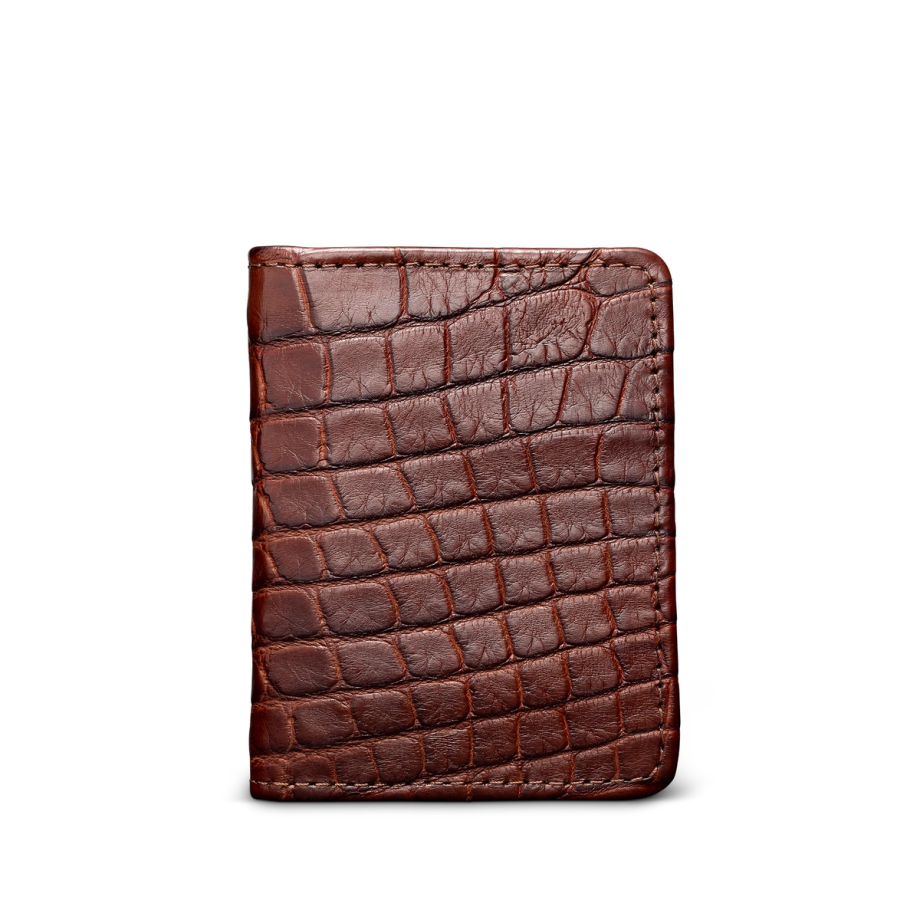 Front view of Bifold Card Case - Walnut on plain background