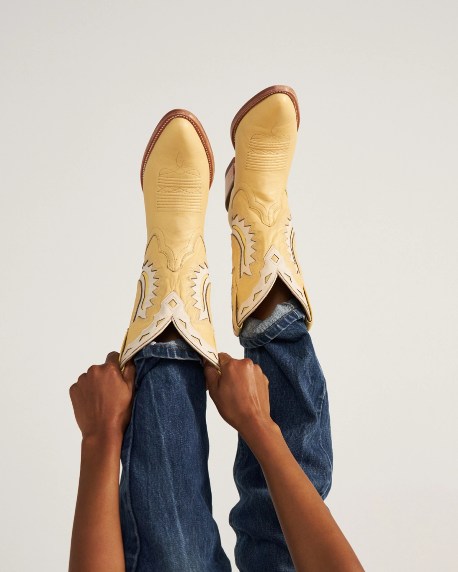 View of The Jolene - Pale Yellow Cowhide