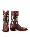 Pair view of Men's Birthday Boot IX - Dark Cognac / Bone on plain background