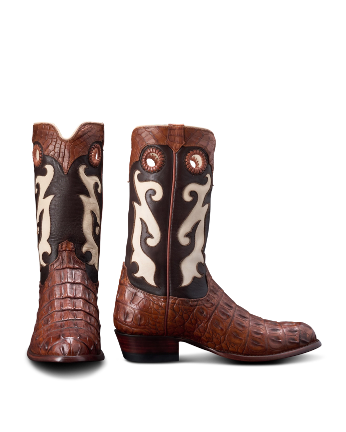 Pair view of Men's Birthday Boot IX - Dark Cognac / Bone on plain background