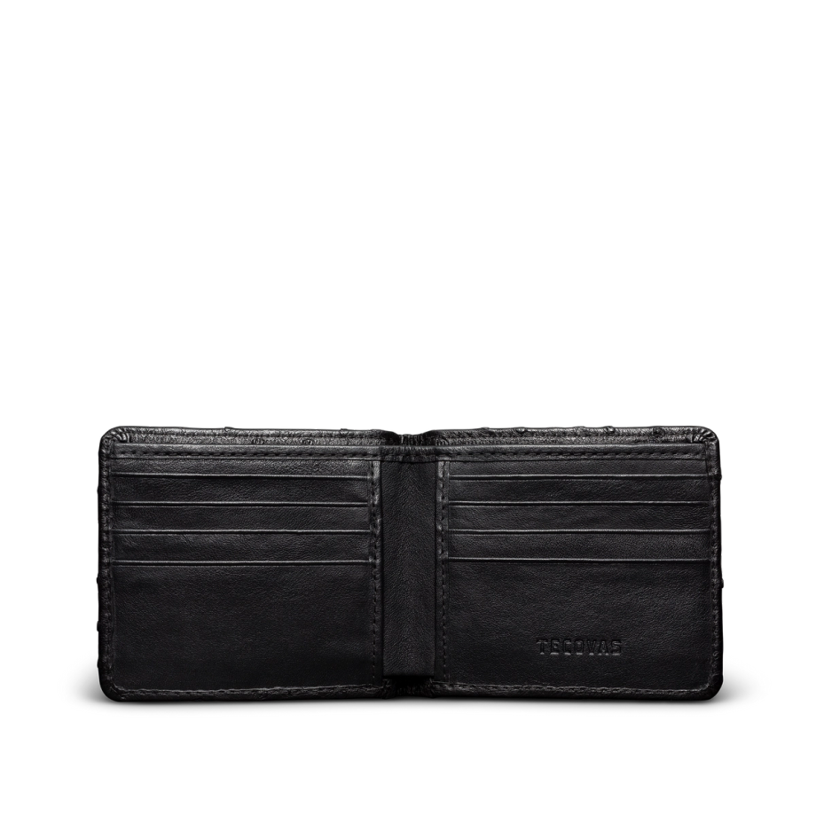Front view of Ostrich Billfold - Midnight on plain background