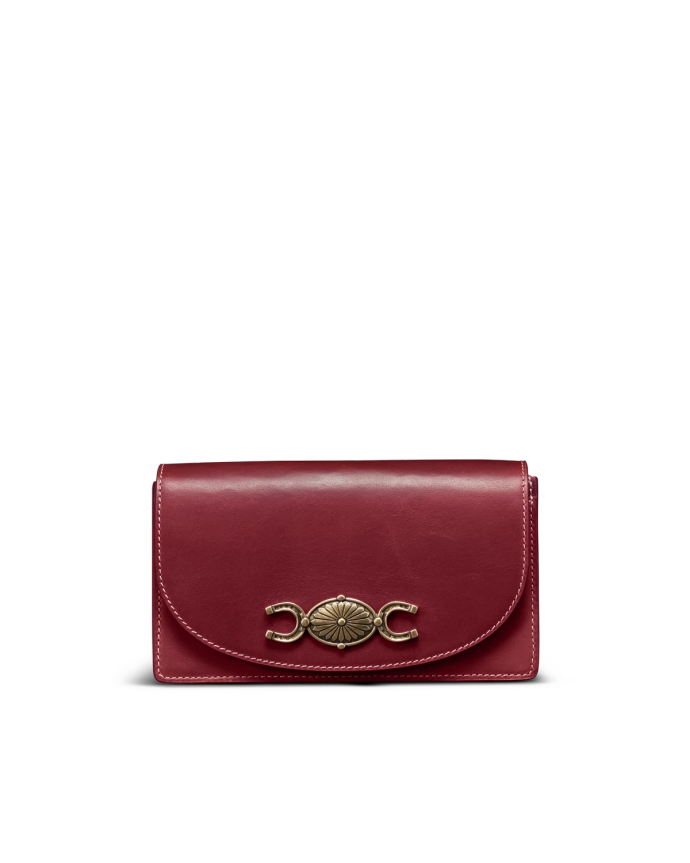 Front view of Concho Chain Crossbody - Cabernet on plain background