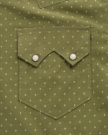 Closeup detail view of Men's Star Stitch Pearl Snap - Sage