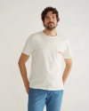 Closeup detail view of Men's Fine Makers Pocket Tee - Bone / Red