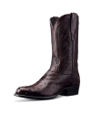 Quarterfront view of The Wyatt - Black Cherry Ostrich on plain background