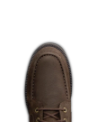 Toe view of The Rugged Moc - Umber Cowhide on plain background