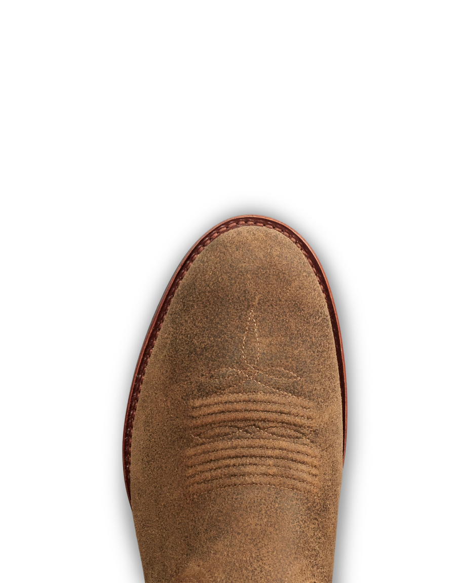Toe view of The Wayne - Dustwood Suede on plain background
