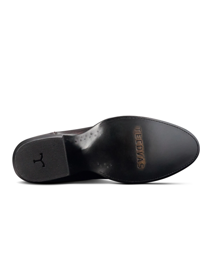 Sole view of The Cartwright - Black Cherry Cowhide on plain background